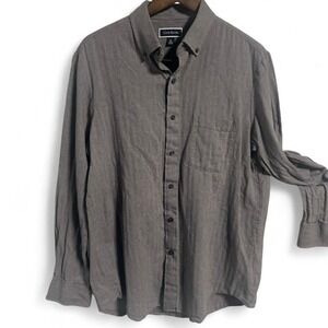 Men's long sleeve Gray 100% cotton button-up shirt by Club Room size M‎